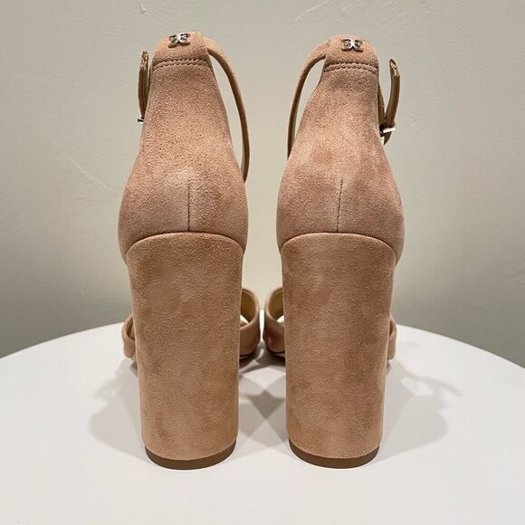 NEW Sam Edelman Yancy Block Heel Ankle Strap Sandal Caramel Suede - Size: 10 - Picture 4 of 10